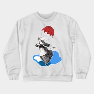 Nun in the clouds parachuting Crewneck Sweatshirt